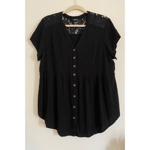 Torrid Button Top with Lace Back
